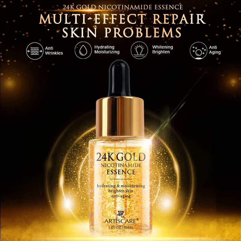 24K Gold Skincare SET Face Cream Moisturizing Serum Dark Circles Essence Korean gallery